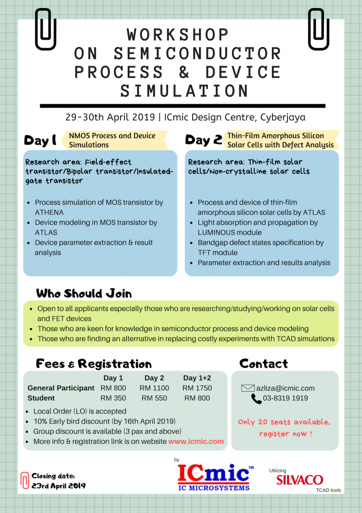 Workshop on Semiconductor Process & Device Simulation – IC Microsystems